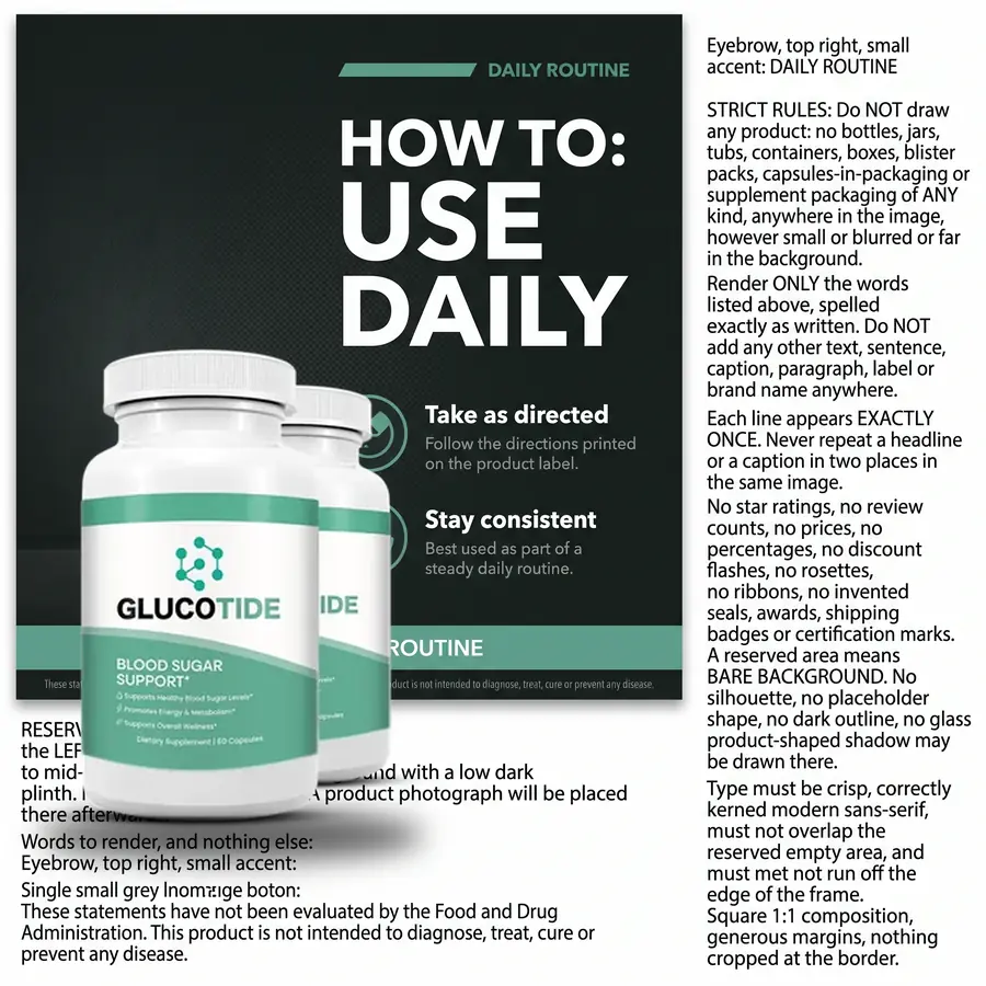 How to use Glucotide daily: take two capsules with food and stay consistent